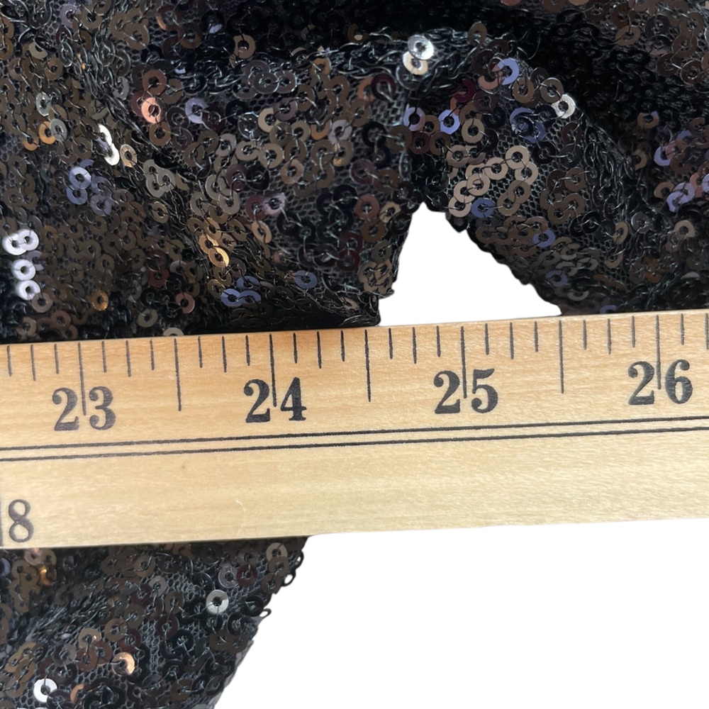 LANE BRYANT Sequined Black V-Neck Dress Ruffle Trim 3/4 Sleeve - Size 22/24 - Picture 11 of 15